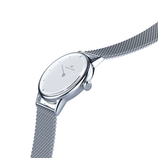 August Berg Shop Serenity Blanc Mesh Wrist Watch From August Berg