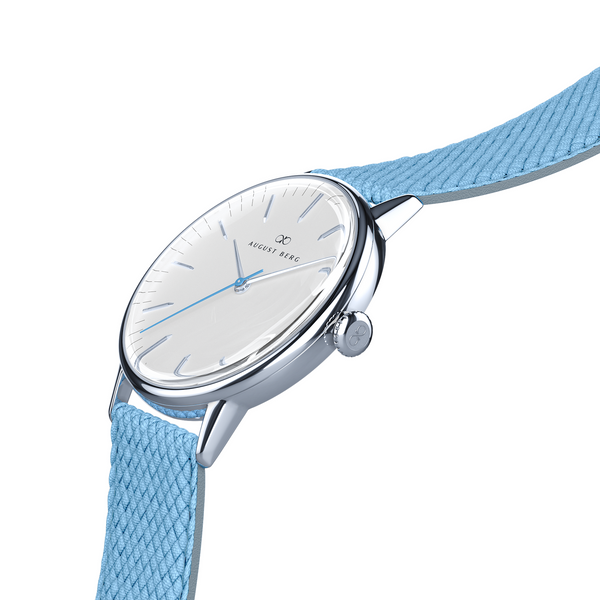 August Berg Sky Blue Silver Sky Blue Perlon Watch | August Berg