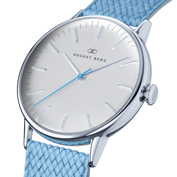 August Berg Sky Blue Silver Sky Blue Perlon Watch | August Berg
