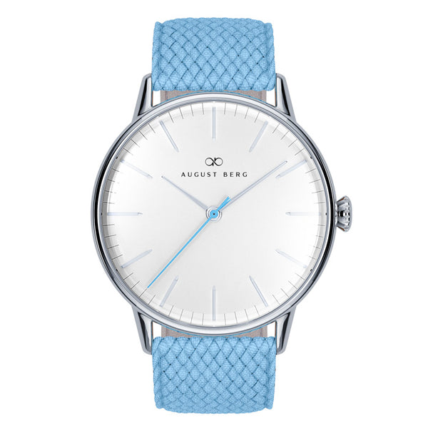 august berg Sky Blue Silver Sky Blue Perlon Watch | August Berg
