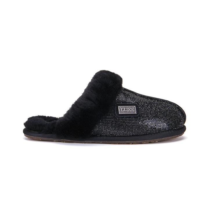 australia luxe CLOSED MULE GLITTER BLACK