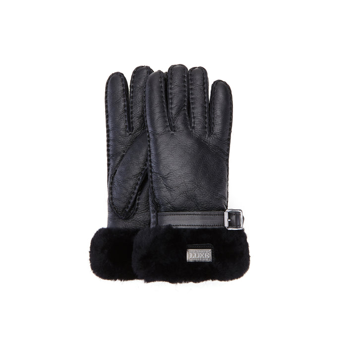 australia luxe CUFF GLOVES LEATHER BLACK