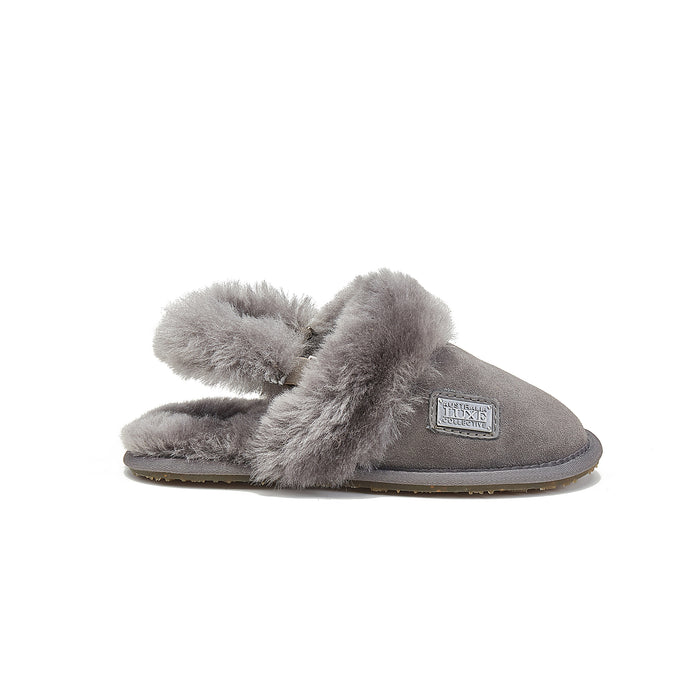 australia luxe KIDS SLINGBACK MULE GRAY (SHEARLING)
