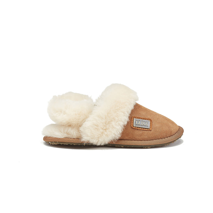 australia luxe KIDS SLINGBACK MULE CHESTNUT (SHEARLING)