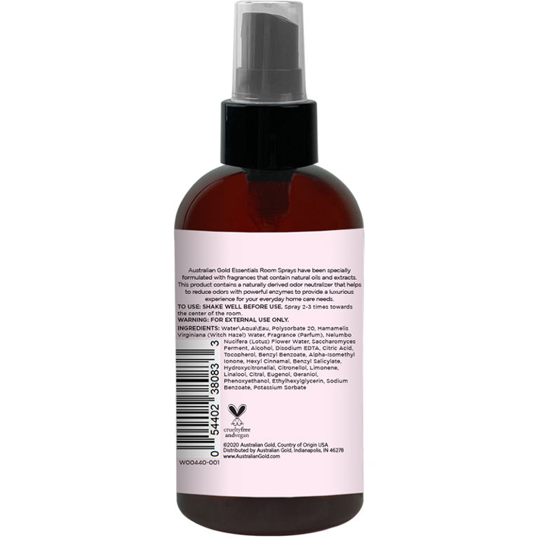 Australian Gold AG Essentials Room Spray Fresh Lotus 3.7 Fl Oz