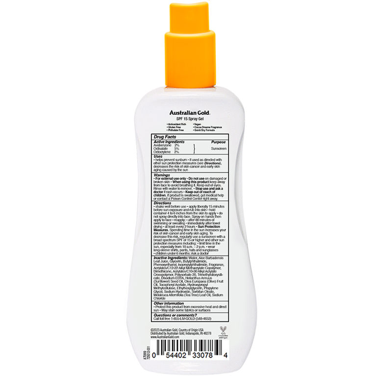 Australian Gold SPF 15 Spray Gel 8 Fl Oz