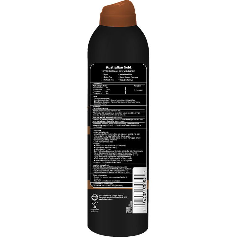 Australian Gold SPF 30 Cont Spray Bronzer 6oz
