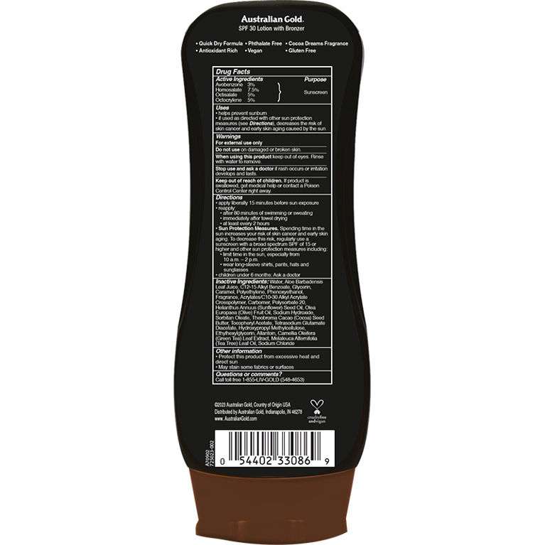 Australian Gold SPF 30 Lotion Bronzer 8 Fl Oz