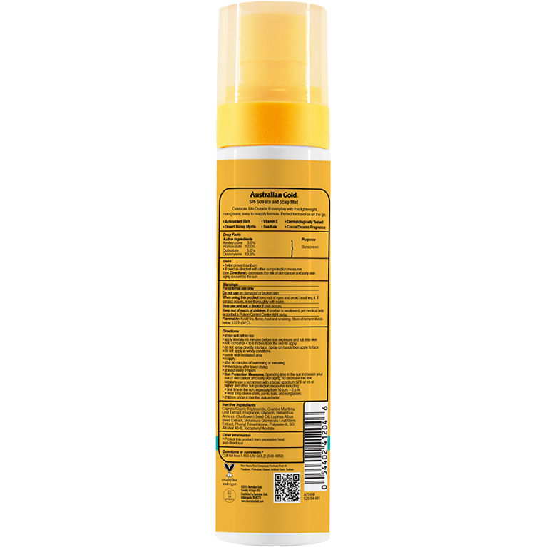 Australian Gold SPF 50 Face & Scalp Mist 3.4 Fl Oz