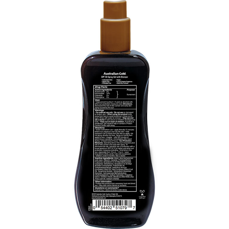 Australian Gold SPF 50 Spray Gel Bronzer 8 Fl Oz