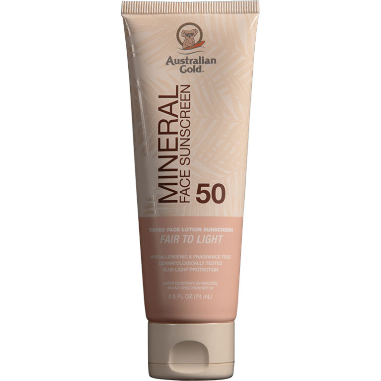 australian gold Mineral SPF 50 Tinted Face Fair to Light 2.5 fl oz