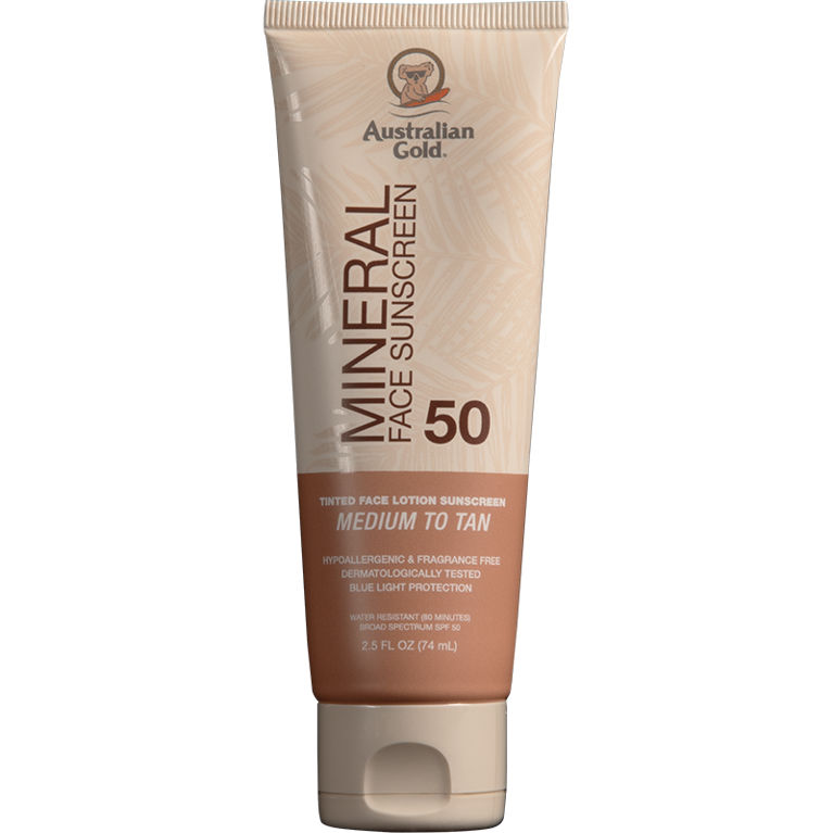 australian gold Mineral SPF 50 Tinted Face Medium to Tan 2.5 fl oz