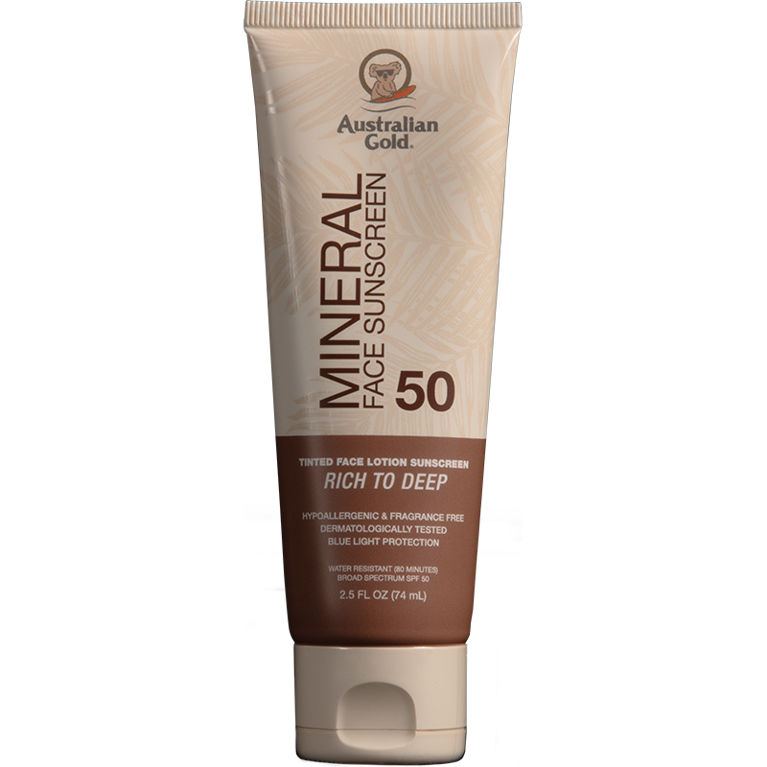 australian gold Mineral SPF 50 Tinted Face Rich to Deep 2.5 fl oz