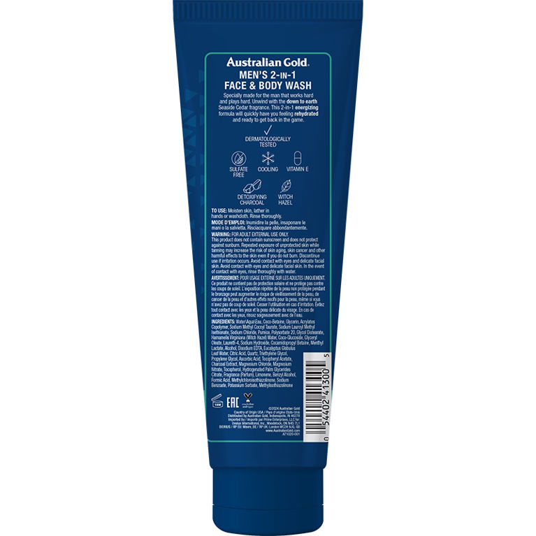 Australian Gold Seaside Cedar 2-in-1 Face & Body Wash 8.5 Fl Oz