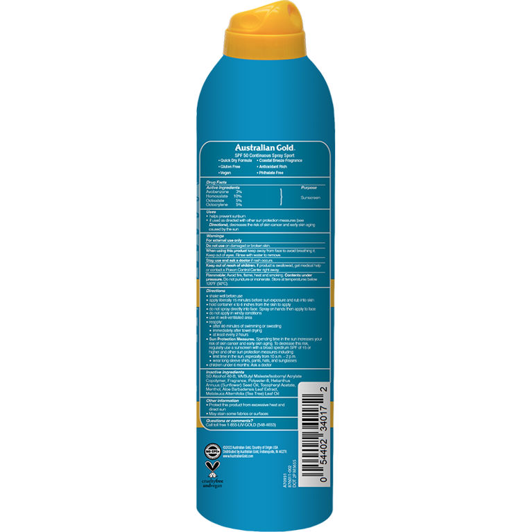 Australian Gold SPF 50 Cont Spray Sport Ultra Chill 6oz