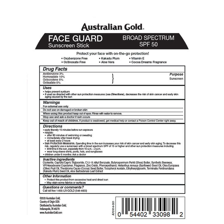 Australian Gold SPF 50 Face Guard Blister- Cocoa Dreams .5 Fl Oz