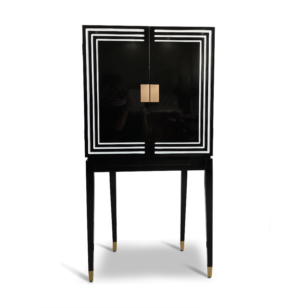 Authentic Models Art Deco Liqour Cabinet Black & White
