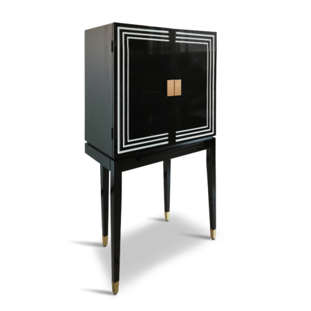 authentic models Art Deco Liqour Cabinet Black & White