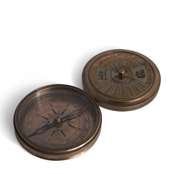authentic models 40-Year Calander Compass Brass