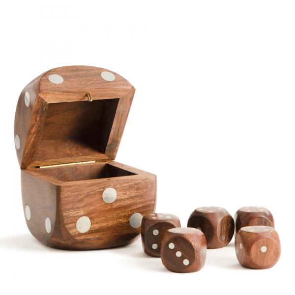 authentic models Dice Box With 5 Dices Silver