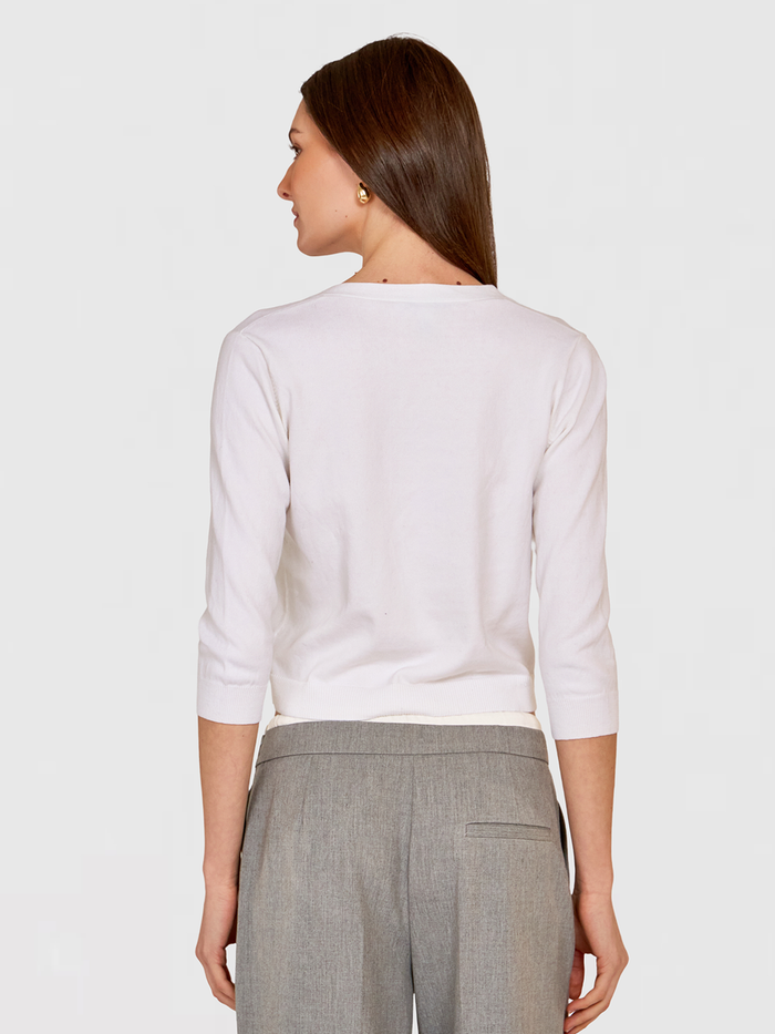 Autumn Cashmere 3/4 Sleeve Baby V-Neck Cardigan In White