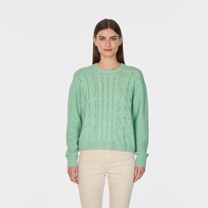 autumn cashmere 6 Ply Open Cable Crew