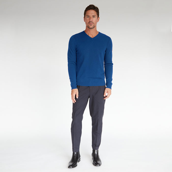 Autumn Cashmere Basic V-Neck In Electric Pale Blue
