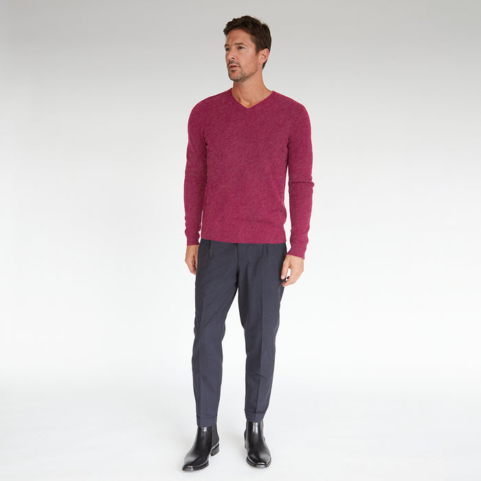 Autumn Cashmere Basic V-Neck In Orchid With Dot