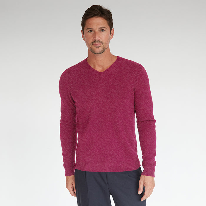 autumn cashmere Basic V-Neck in Orchid with Dot