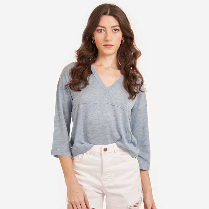 autumn cashmere Bell Sleeve V w/ Seamed Yoke