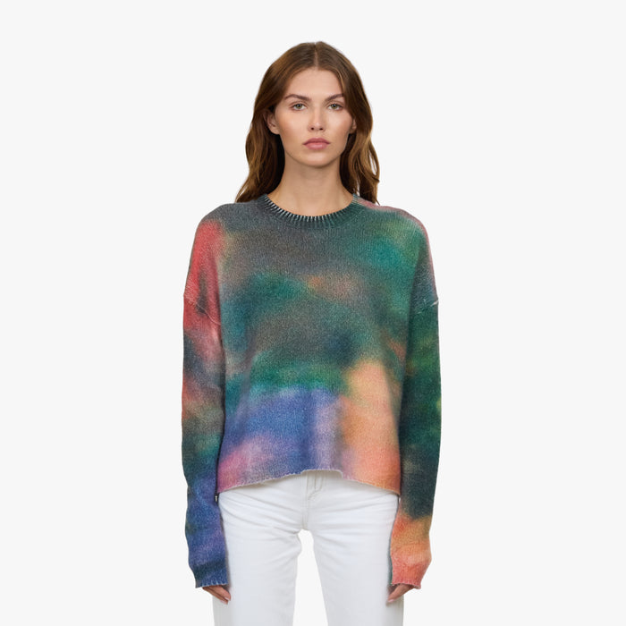 autumn cashmere Blotch Print Boxy Raw Edge Crew