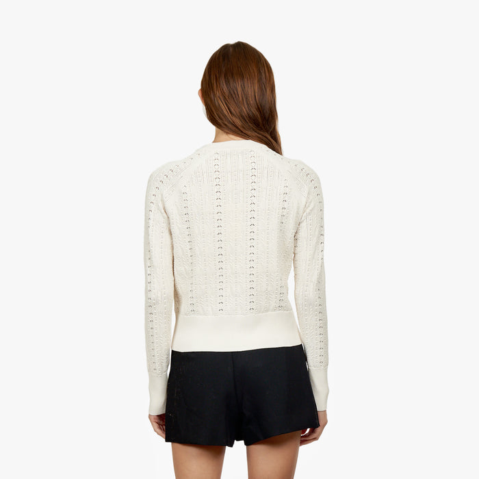 Autumn Cashmere Bobble Lace Cardigan In Sand