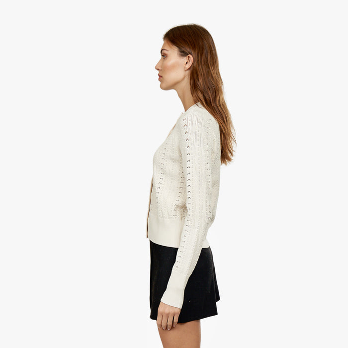 Autumn Cashmere Bobble Lace Cardigan In Sand