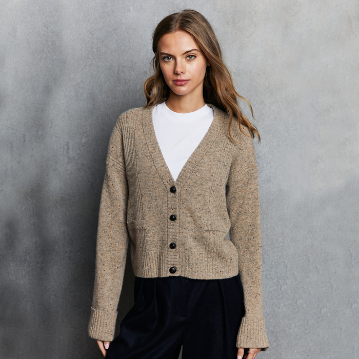 Autumn Cashmere Boxy Cuffed V-Neck Cardigan
