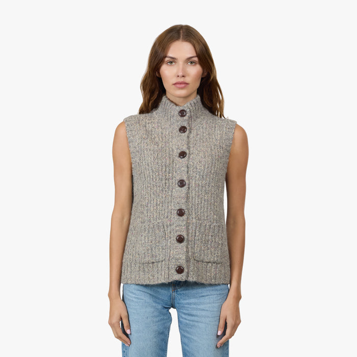 autumn cashmere Button Front Mock Neck Vest