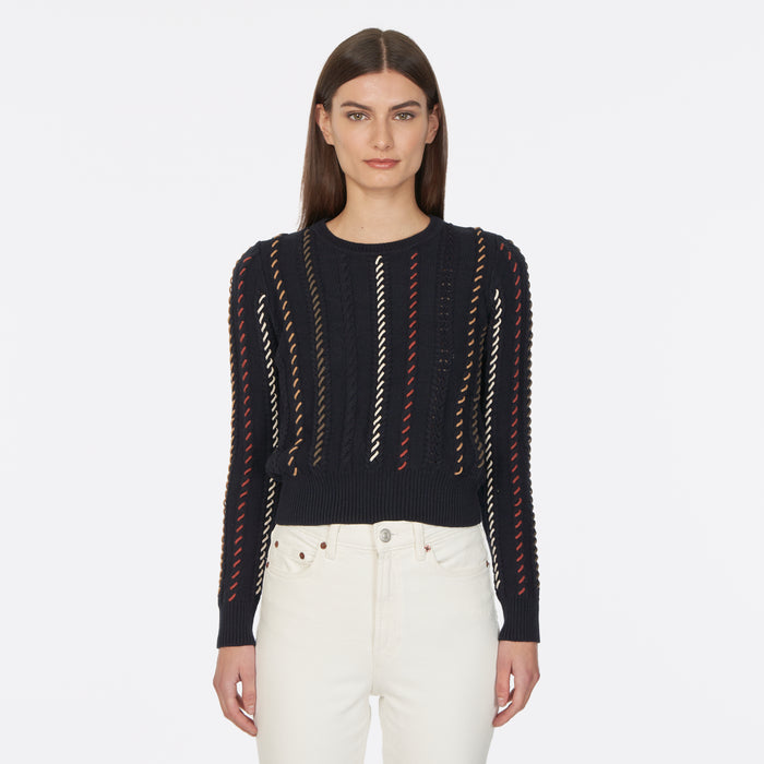 autumn cashmere Cable Crew w/ Multi Color Lacing