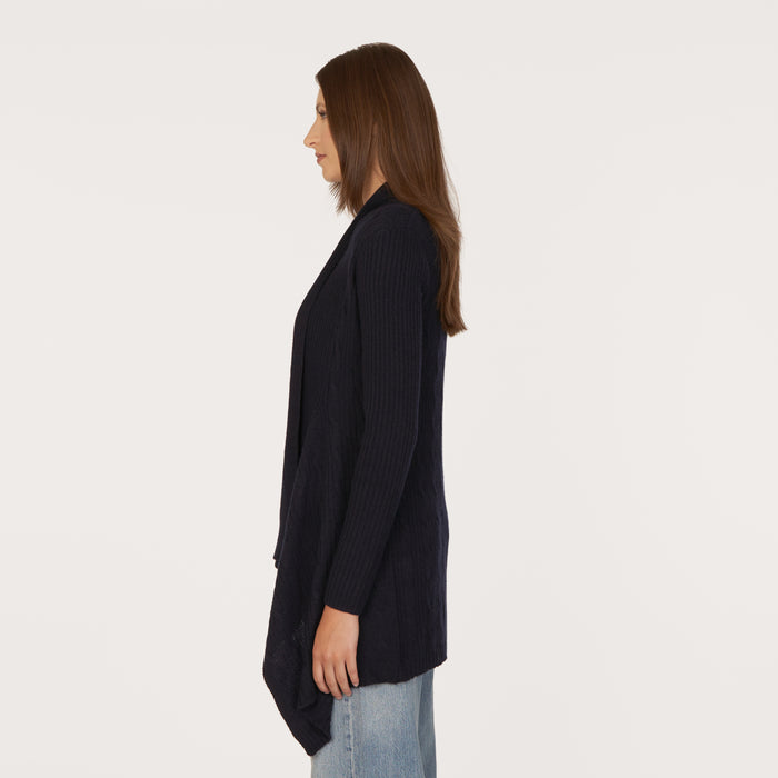 Autumn Cashmere Cable Drape In Peacoat
