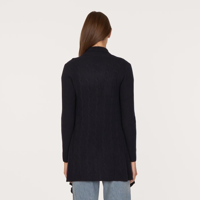 Autumn Cashmere Cable Drape In Peacoat