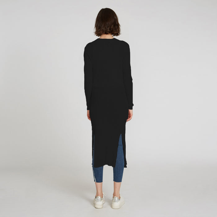 Autumn Cashmere Cotton Rib Maxi Cardigan In Black
