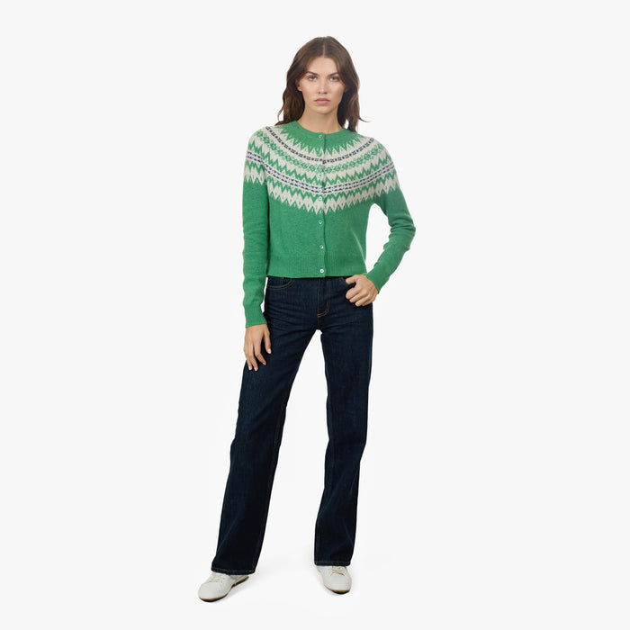 Autumn Cashmere Crew Neck Cardi W/ Fair Isle