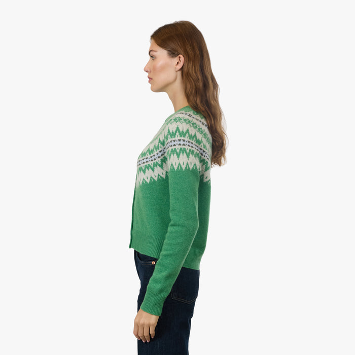 Autumn Cashmere Crew Neck Cardi W/ Fair Isle