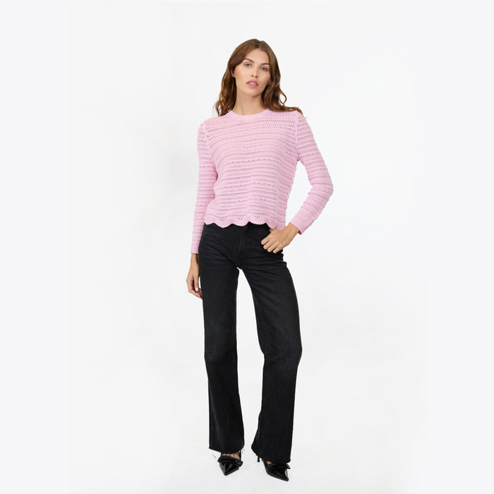 Autumn Cashmere Crew W/ Scallop Edge In Peppermint