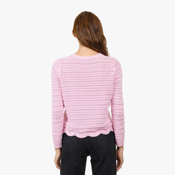 Autumn Cashmere Crew W/ Scallop Edge In Peppermint