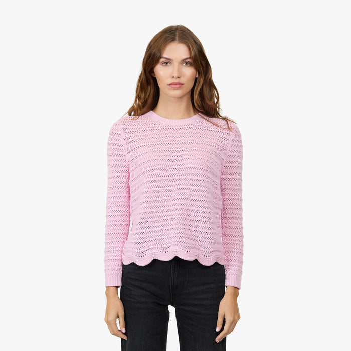 autumn cashmere Crew w/ Scallop Edge in Peppermint