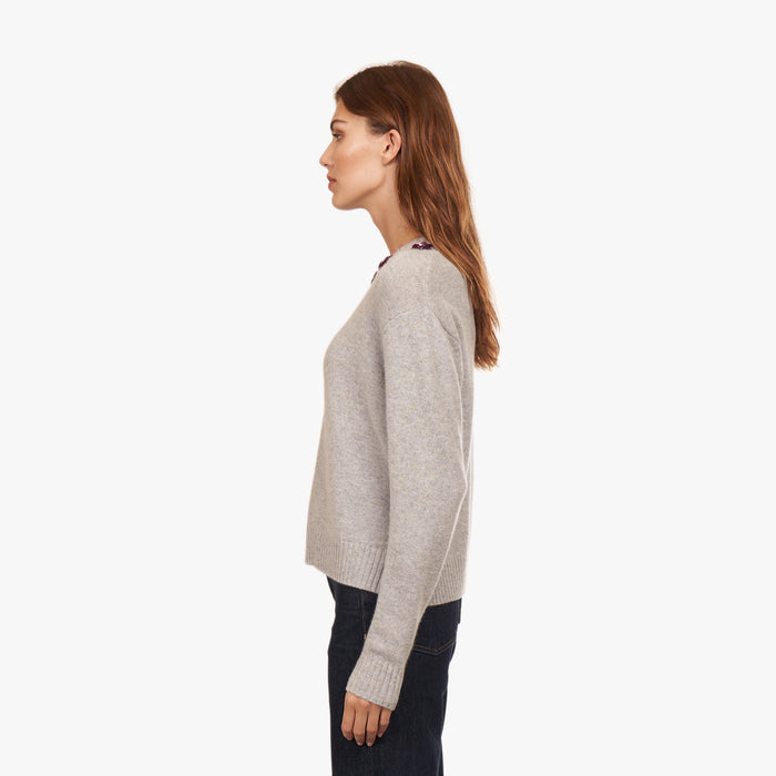 Autumn Cashmere Crew W/ Sequin Flowers