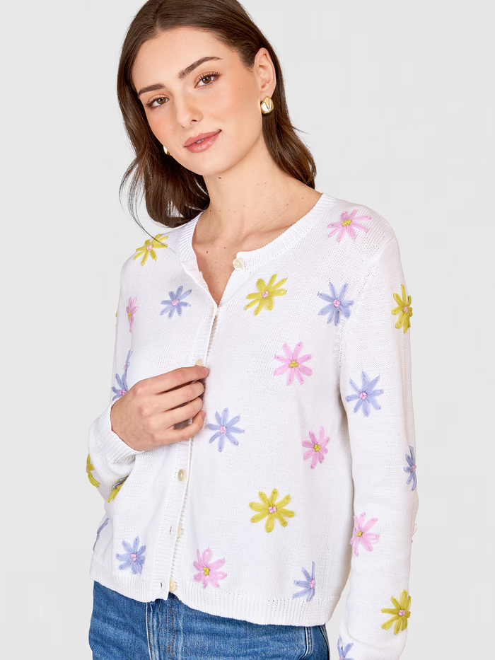 Autumn Cashmere Daisy Hand Embroidered Cardigan