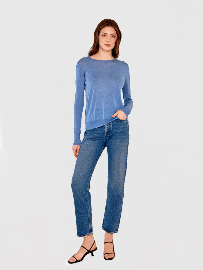 Autumn Cashmere Distressed Edge Crew In Jeans