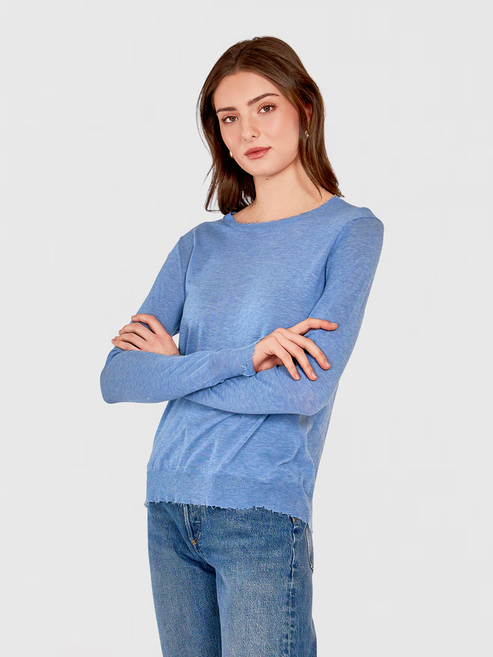 Autumn Cashmere Distressed Edge Crew In Jeans