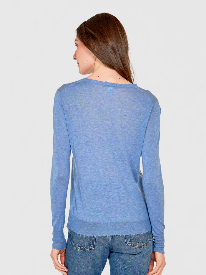 Autumn Cashmere Distressed Edge Crew In Jeans