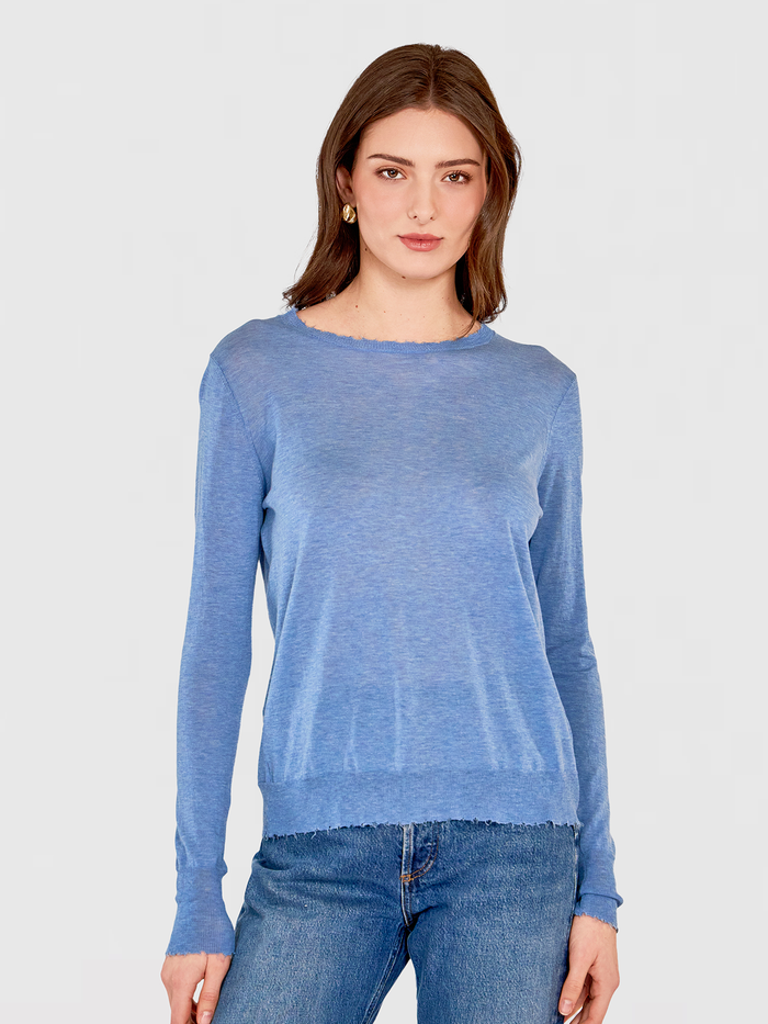 autumn cashmere Distressed Edge Crew in Jeans